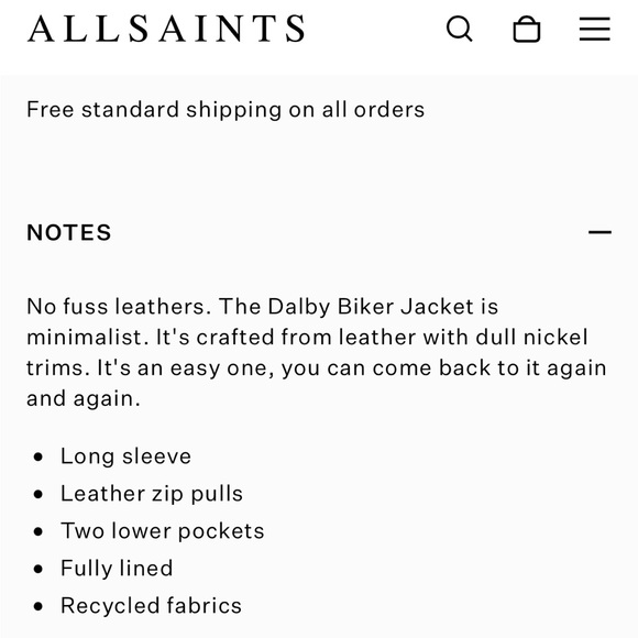 All Saints Dalby Leather Biker Jacket - Picture 10 of 13